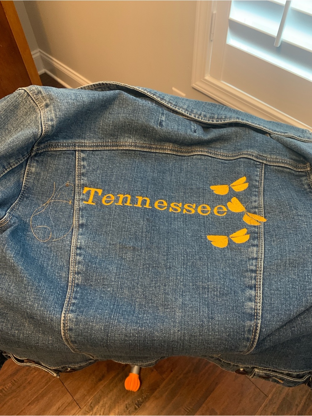 Embroidered Blue Denim Jacket with Tennessee Script - Picture 2 of 13